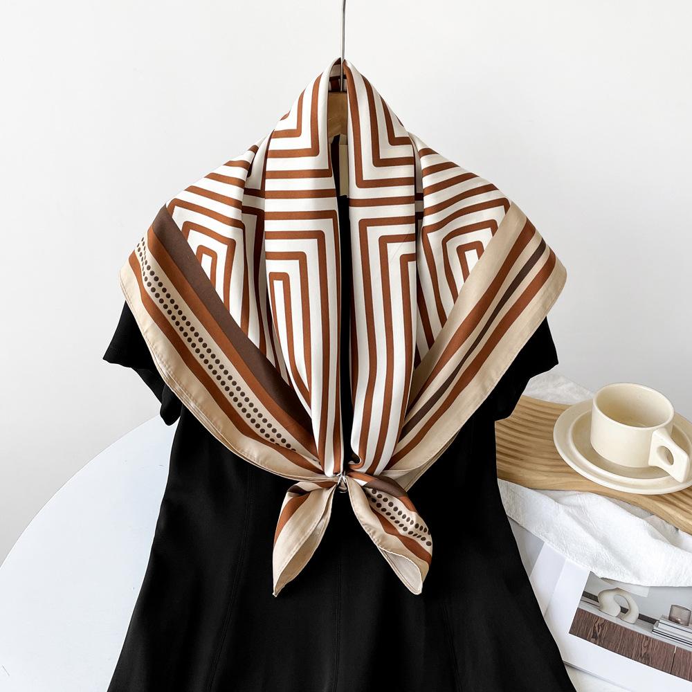 New Scarf Striped Summer Thin Shawl Light Breathable Sunscreen Shawl Twill Square