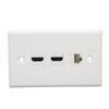 2 Port 4K HD Multimedia Interface Ethernet Wall Plate Soldering Free 1 Port Cat6 Keystone Wall Plate for HDTV Projector