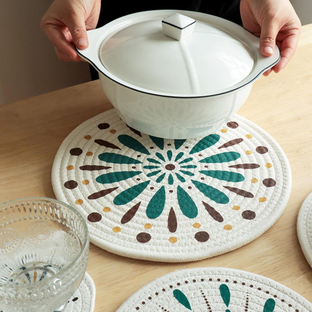 

4шт круглый изоляционный коврик 7-дюймовый коврик для еды Прочный стол против ожогов Стол