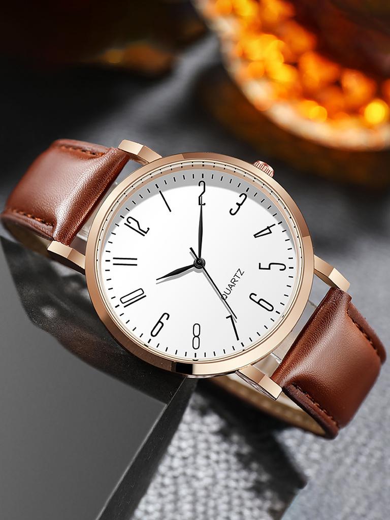 A fashionable, simple and versatile quartz watch with a thin, round and retro large dial for ladies