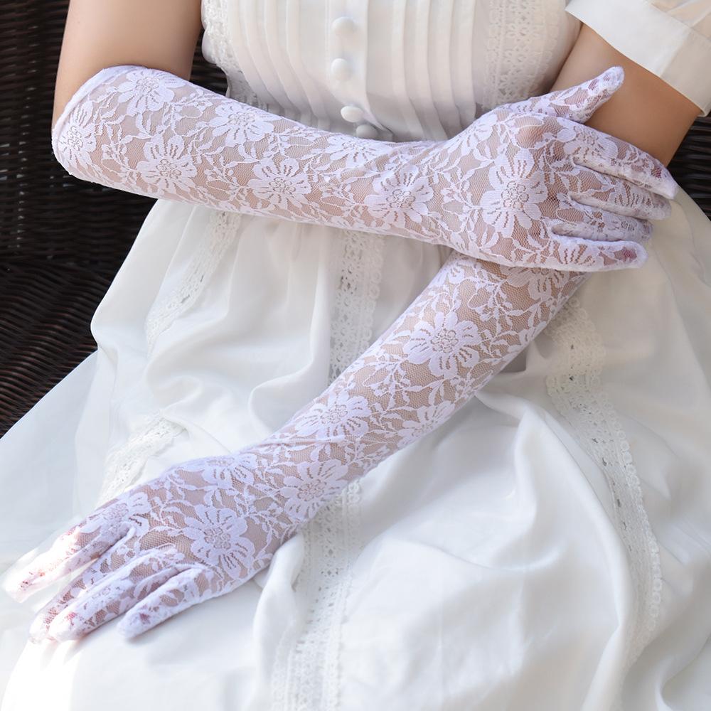 

Sexy Mesh Fishnet Bowknot Long Gloves For Women Lace Gloves Mittens Jk Lolita Kawaii White Gloves Uv Protection Y2K Cosplay One Size
