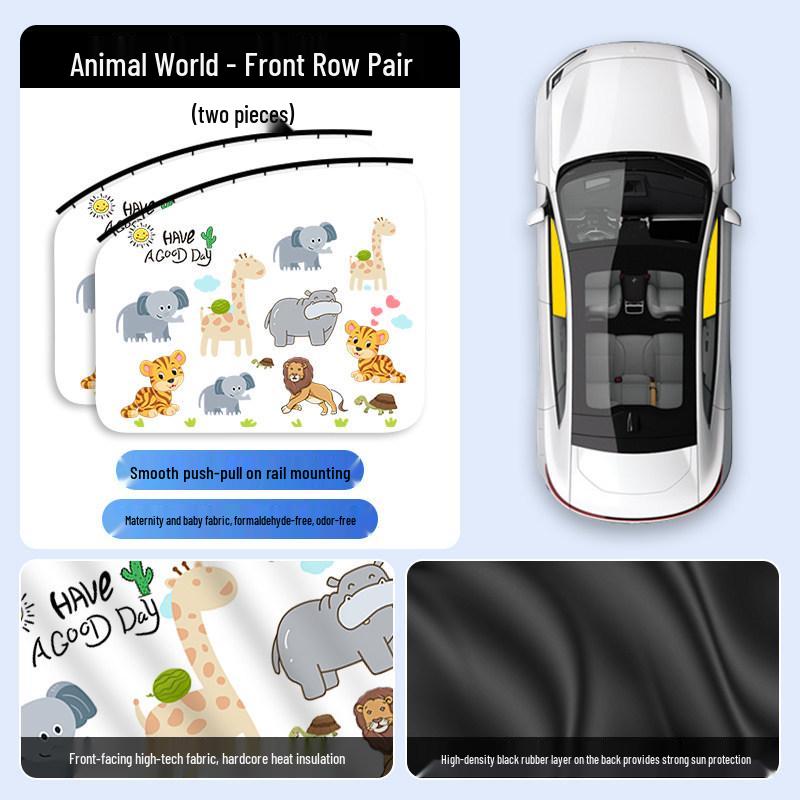 Car Sunshade Track Window Curtain - Interior Sun Protection & Privacy Blackout for Baby Stroller Side Windows