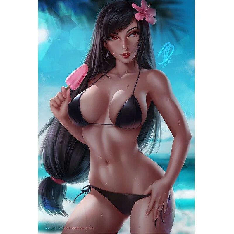 Print 2B Android Nude 3D Sexy Anime Girl Art Posters HD Wall Art Canvas Painting Living Room Bedroom Decor Hang Picture