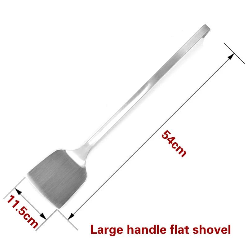 Extended stainless steel frying shovel Long handled leaky shovel steak pancakes iron pot spatula Fried vegetables Kitchenware