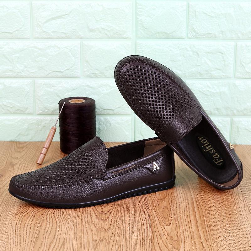 Round Toe Non Slip Man Casual Shoe Slip-on Soft Sale Cowhide Classic Original Common Retro New In Social Leather Shoes for Men