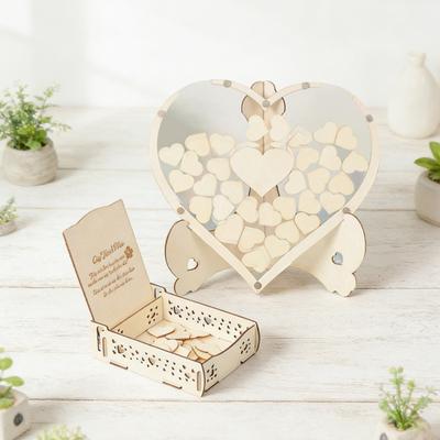 Yousheng Bröllopsgästbok Alternativ Rustik Trä Hjärt-Drop Box Bröllop Baby Shower Jubileum Drop Top Ram med Hjärt-skyltar