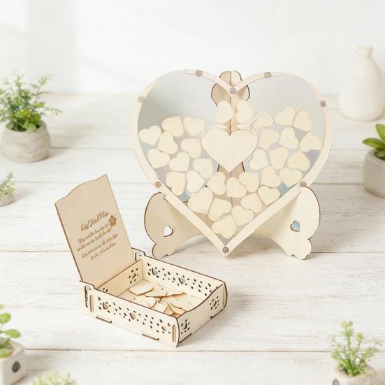 Hochzeitsgästebuch Alternative Rustikale Holzherz Einwurfbox Hochzeit Babyparty Jubiläum Einwurfrahmen mit Herzschildern