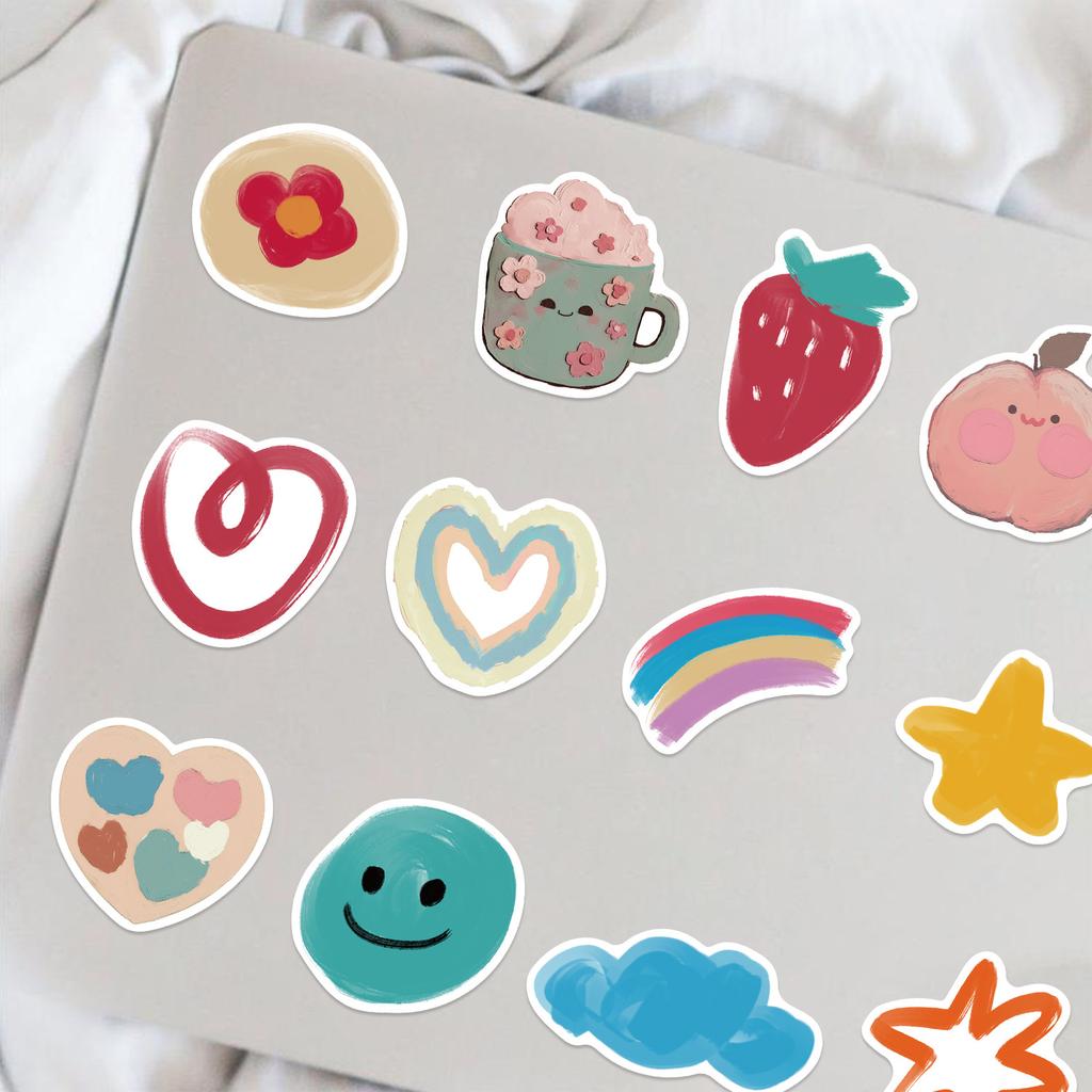 50 Cartoon Oil Painting Bear Graffiti Stickers Decorate Ipad Suitcase Notebook Diy Waterproof