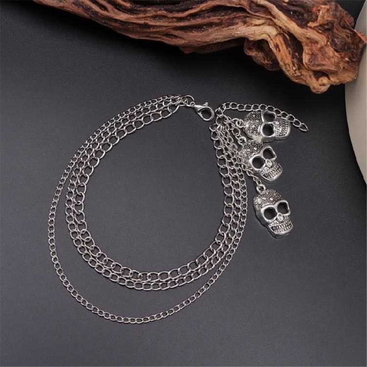 Popular Skull Shoe Chain Metal Shoe Decoration Metallic Chain Link for Footwear Styles Multilayer Motorcycle Boots Chain