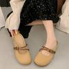 Flat-bottomed bag head single shoes women's summer outer wear 2025 new lazy one-pedal Mary Jane single shoes soft-soled half slippers