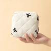 Cute Bow Embroidered Makeup Bag Cosmetic Bags Women Zipper Cosmetic Organizer Handbag Box Shape Portable Toiletry Case for Girls