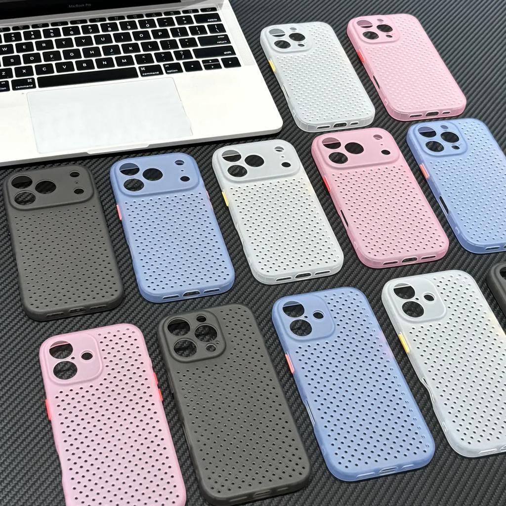 Ins Honeycomb Heat Dissipation Mesh Shell Is Suitable for Apple 17Pro Transparent Mobile Phone Case iPhone16/15/14 Matte 13
