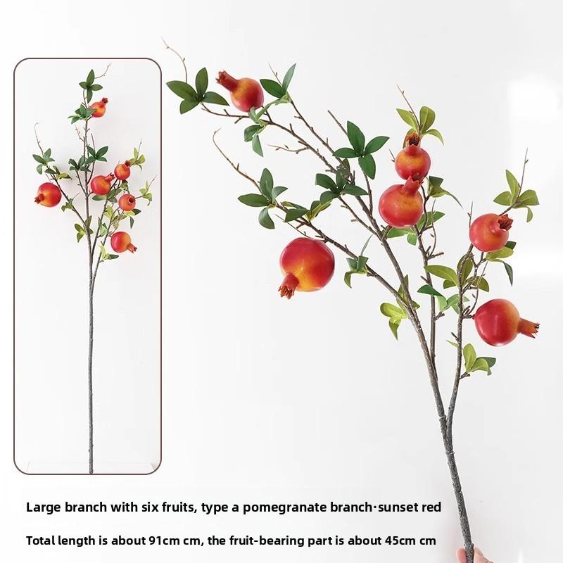Simulated Pomegranate Fruit Branches for Home Soft Furnishings, Foam Fruit Decorative Flower Arrangement Ornaments