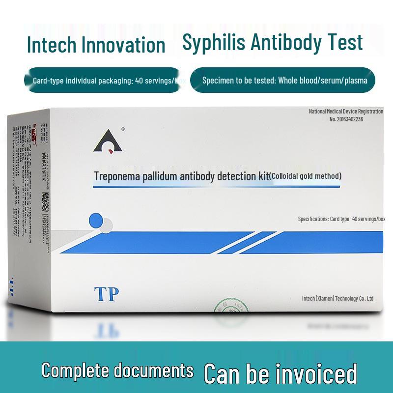 

Набор для тестирования на антитела к бледной трепонеме - 40 тест-полосок/коробка, ТП-реагент для ЗППП 40 tests/box, card format