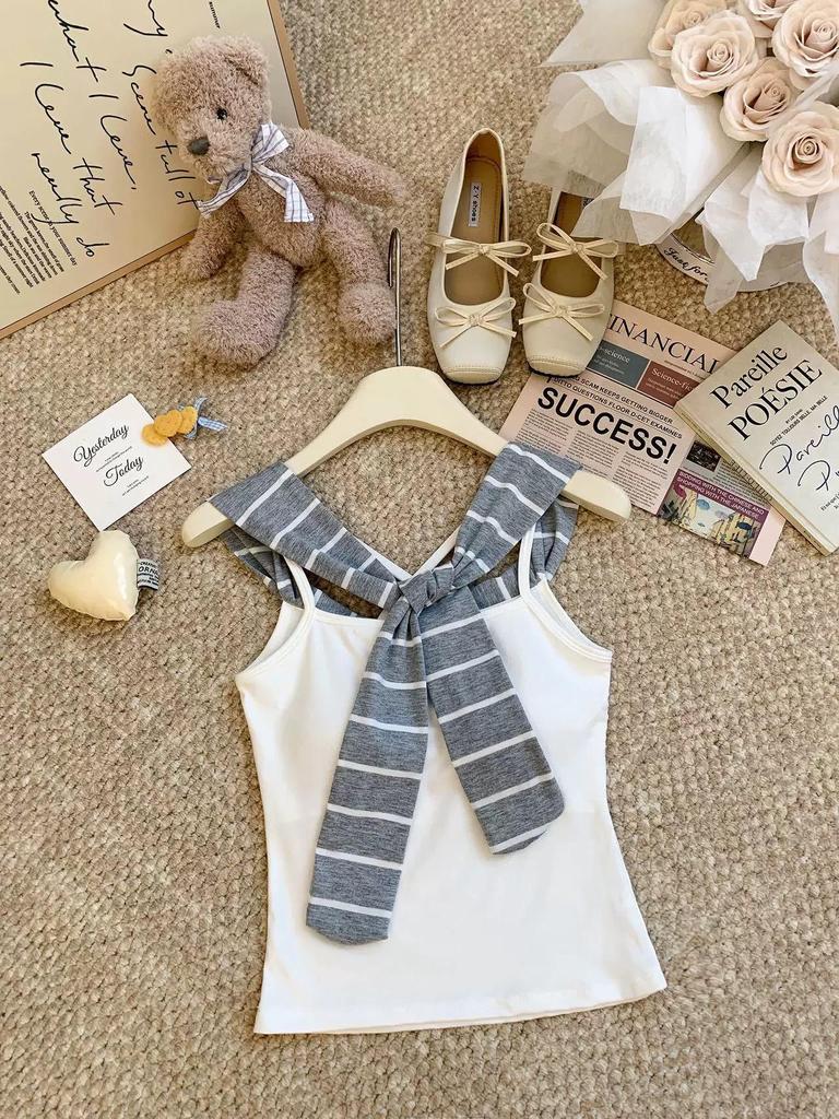 Tweedelige Gestreepte One-Shoulder Camisole voor Dames - Trendy Zomertop