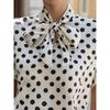 Summer Polka Dot Short Sleeve Lace-up Blouse Shirt Women's Casual Fashion Top for Outdoor Daily Wear