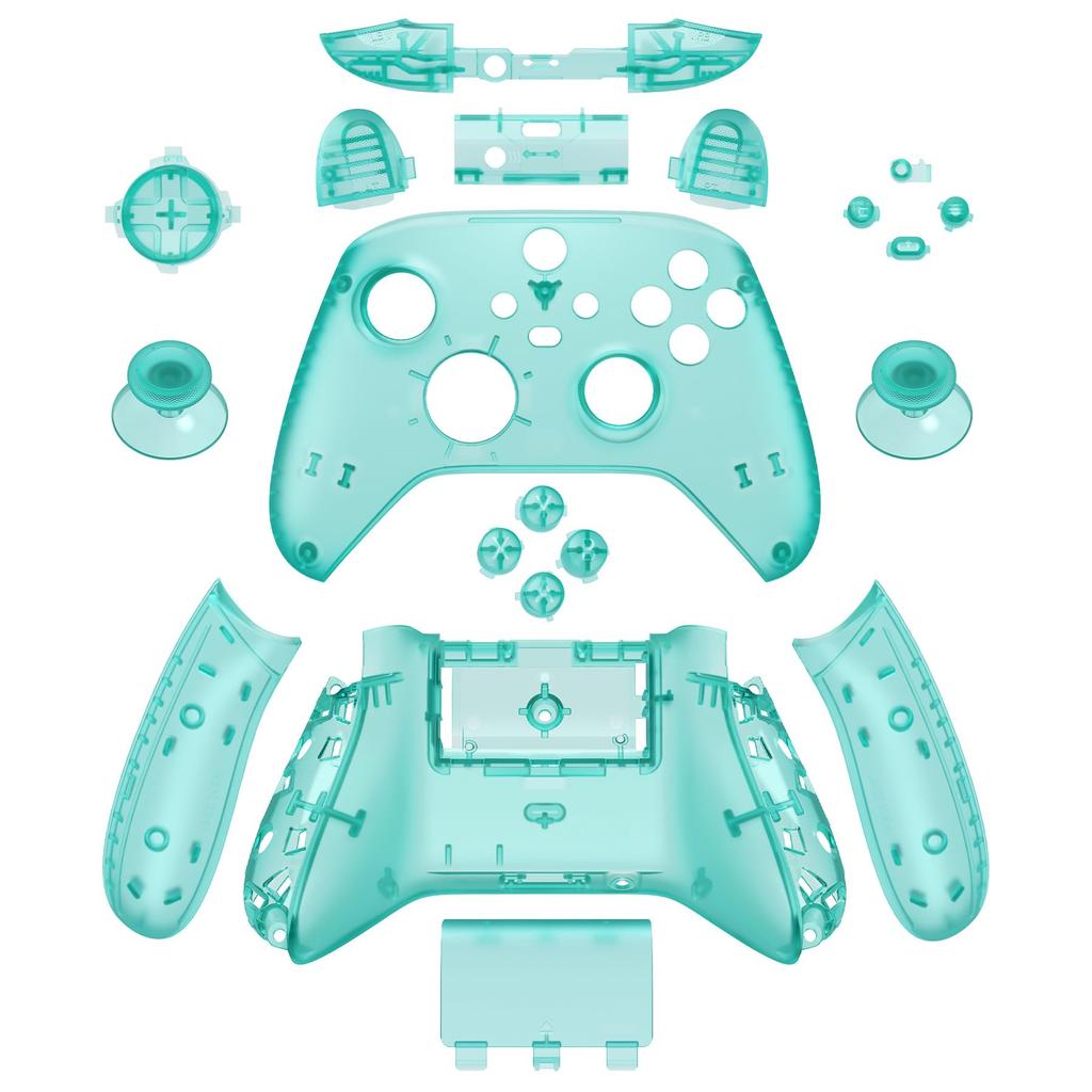 eXtremeRate Xbox Series X S Controller Shell Button Clear Replacement Side Rail Grip Front Backplate Cover for Xbox Core Wireless Controller Not