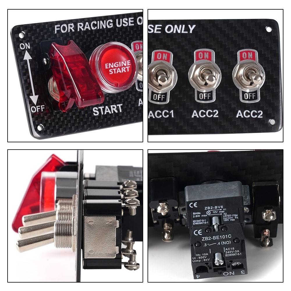 LED Illuminated Racing Ignition Switch Panel Carbon Fiber Car Start Switch 12V racing cars & RV