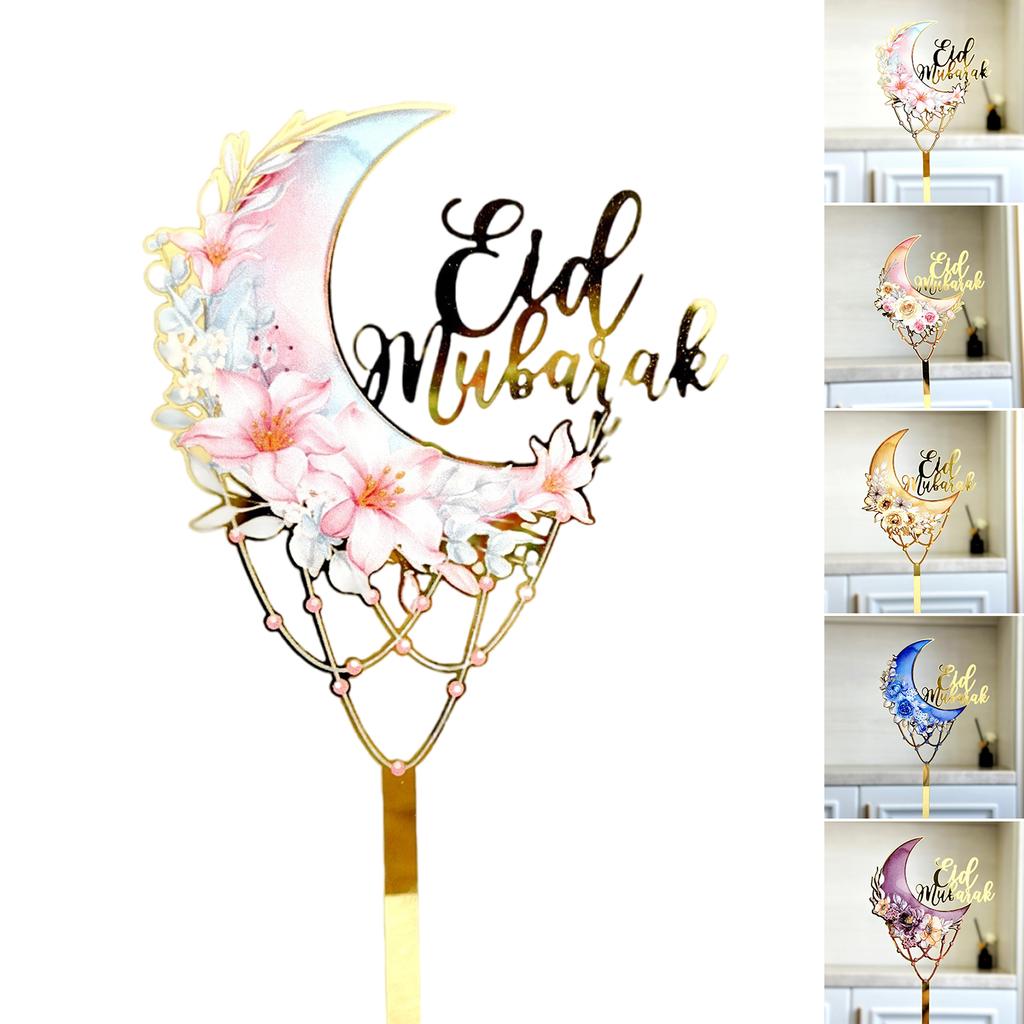 5 Pack Cake Toppers Set Eid Theme Holiday Cake Decors Party Supplies Birthday Cakes Decorations for Festival Cake