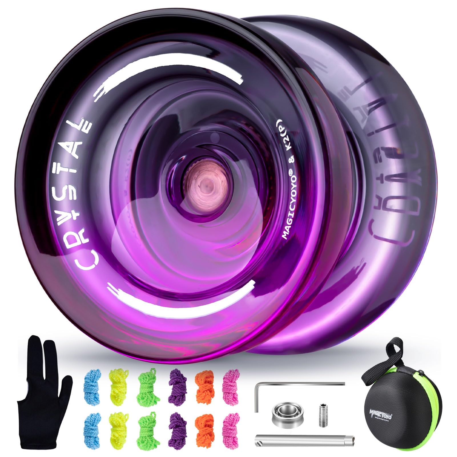 MAGICYOYO K2 Crystal Профессиональный отзывчивый йо-йо для детей и начинающих, Дополнительные неотзывчивые подшипники для йо-йо, Профессиональный пластиковый трюковый йо-йо для
