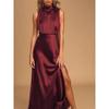 Smooth Stand Collar High Slit Ladies Party Dress Skirt