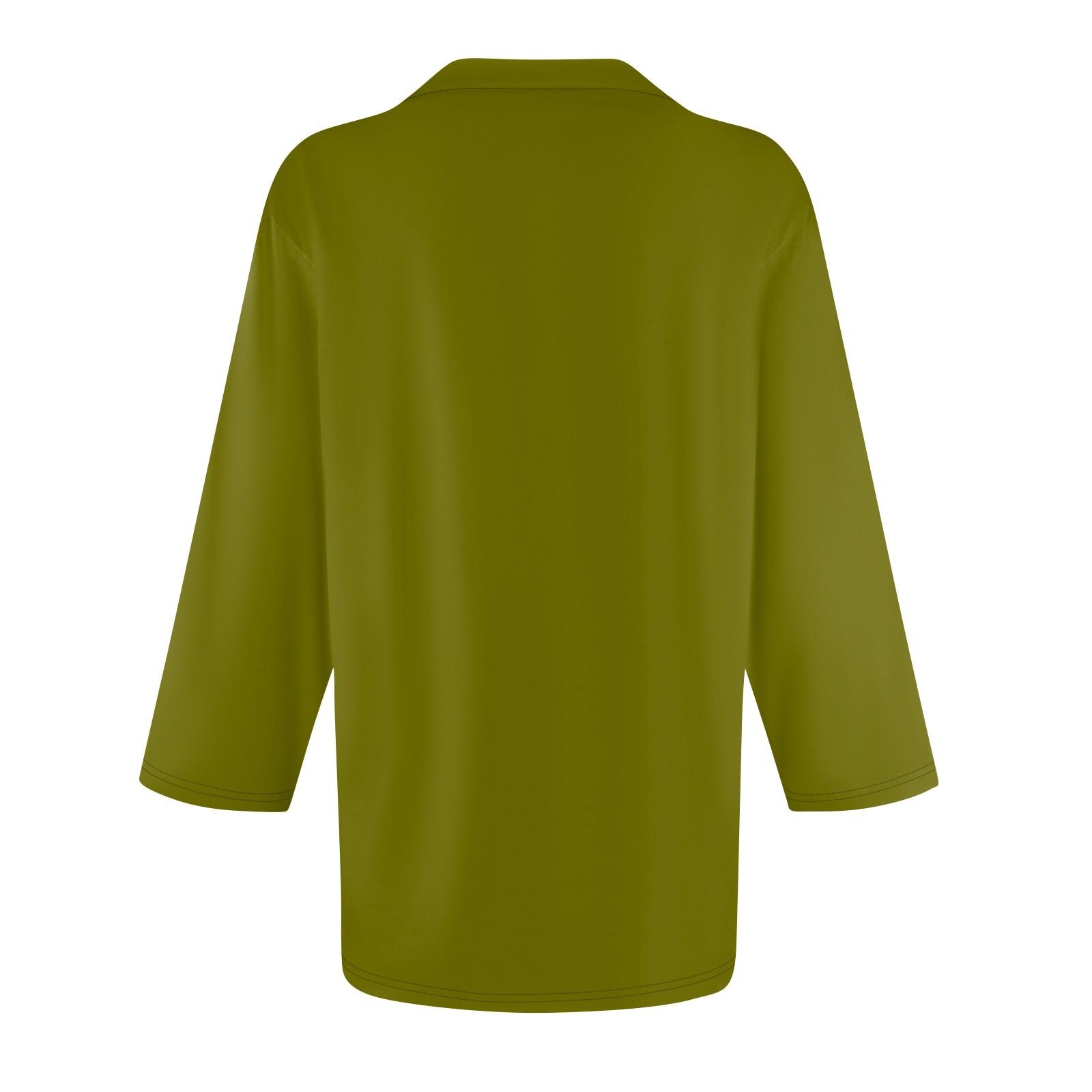 Женская модная повседневная рубашка с лацканами и рукавами 3/4 — фото 5