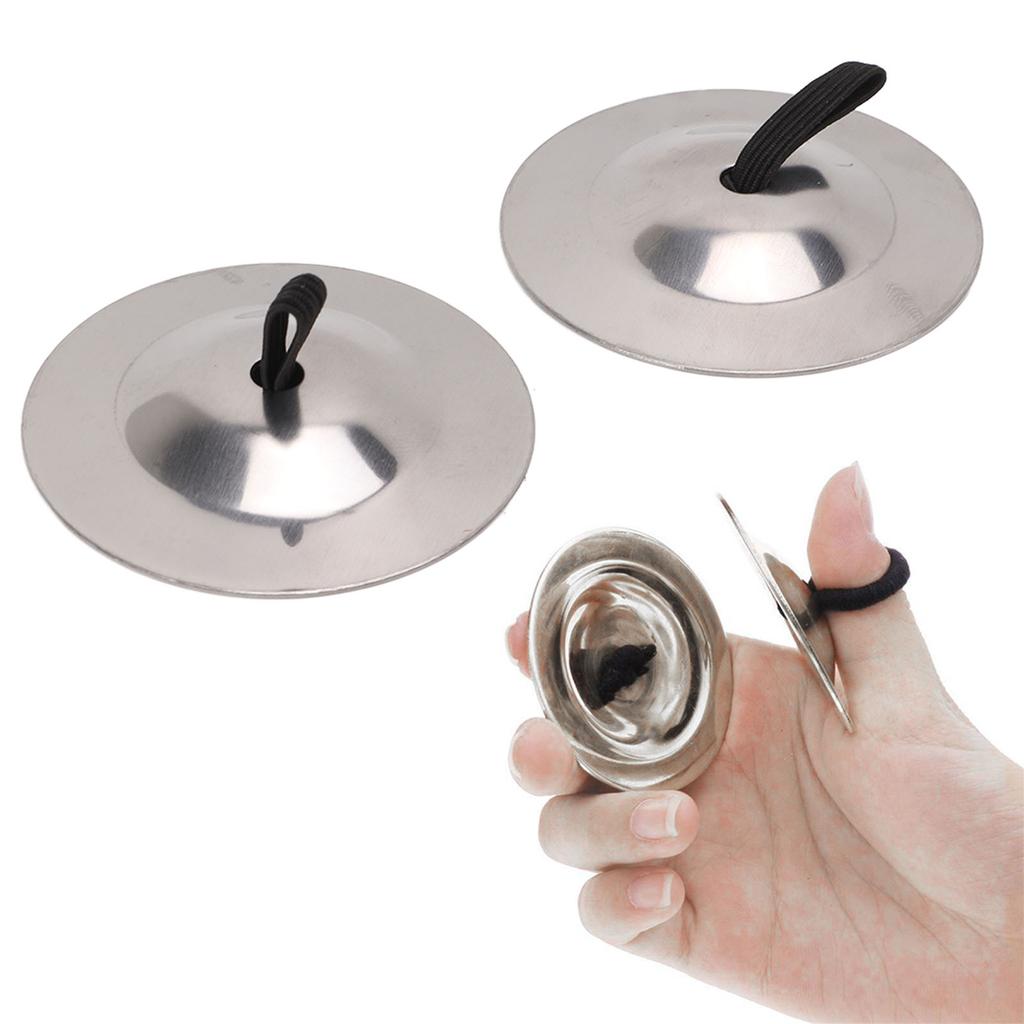2Pcs Finger Cymbals Pure Copper Wear Resistant Easy Grip Finger for Dance Party Holiday