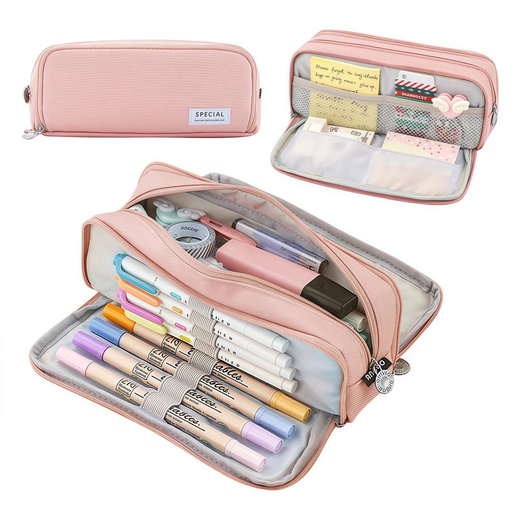 Large-capacity pen case, portable pen case, spacious storage space durable and beautiful, a necessity for students and offices