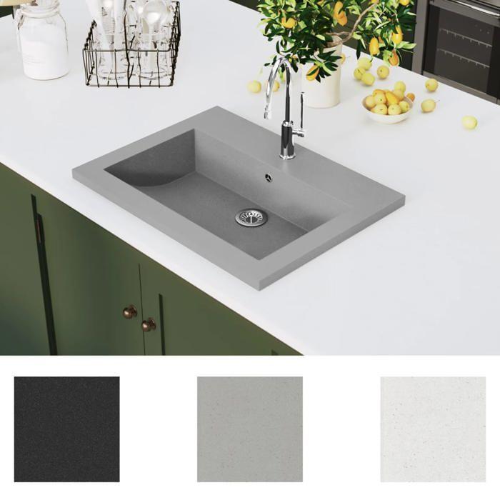VidaXL Lavabo en Granit Gris Lave-mains Toilette Vasque de Salle de Bains 142963