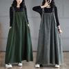 Primăvară, Vară, Toamnă și Iarnă Meșteșug Denim Culoare Prăjită Retro Largă Subțiere Rochie Denim cu Gât Legat Rochie Lungă Evazată