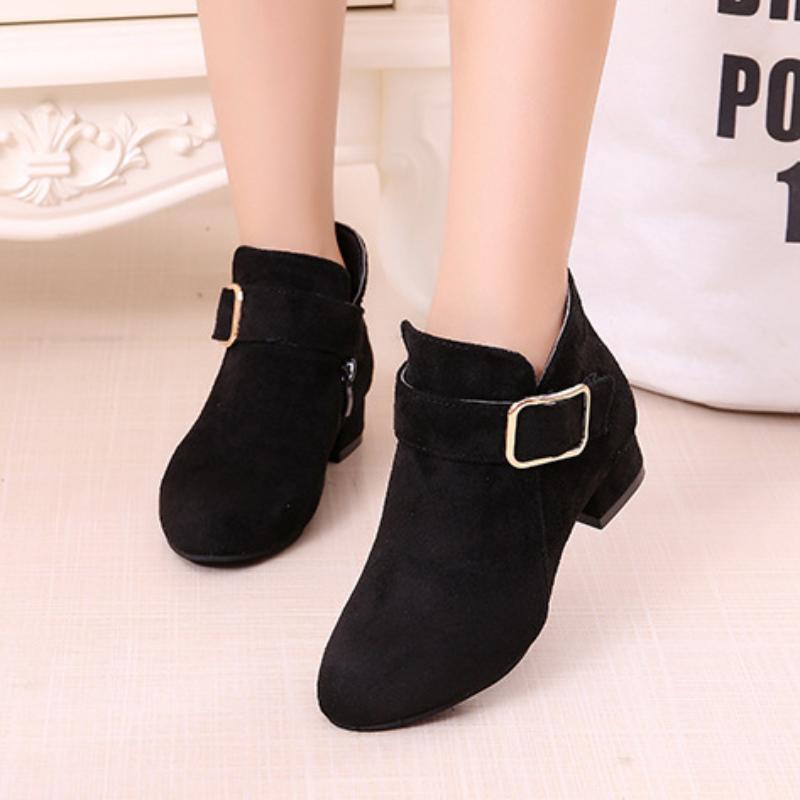 Girls' short boots, autumn and winter fashion, Korean version, high heels, princess boots, medium size, children's and girls' cotton shoes