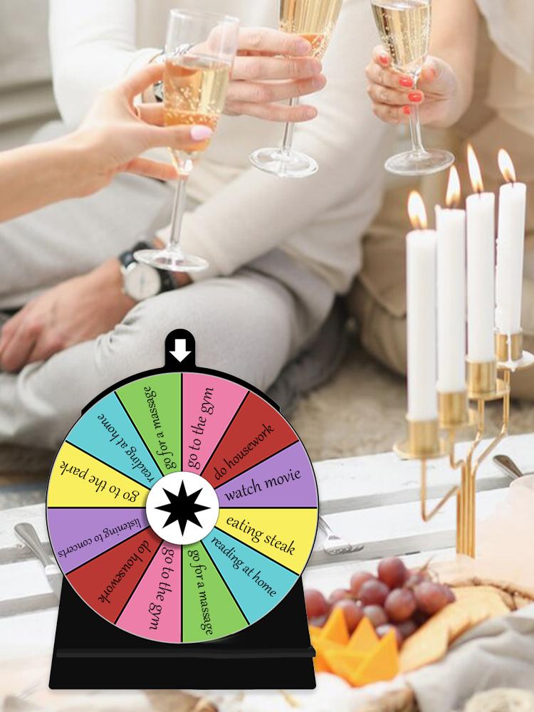 Prize Game Wheel with Stand Acrylic Editable Colorful Tabletop Spinning Wheel for Fortune Spinning Game Carnival