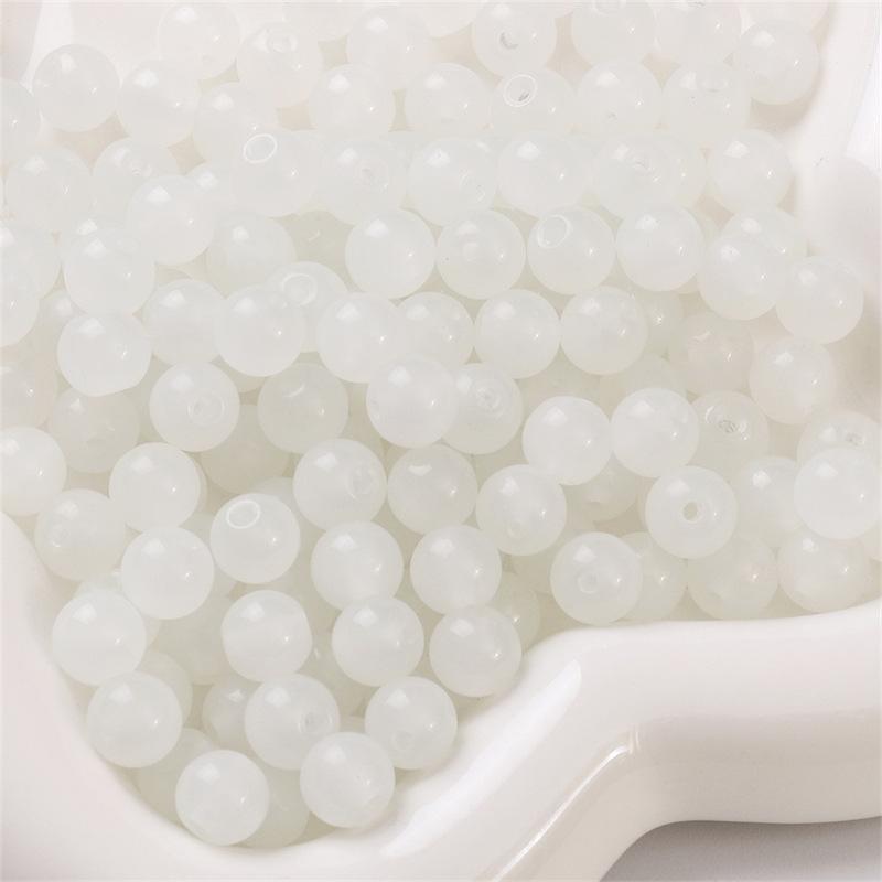 Glass Jelly Solid Color Imitation Jade Round Beads Loose Beads DIY Handmade Necklace String Beads Jewelry Accessories Beads for Jewelry Making