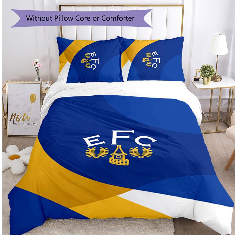 Set Lenzuola Everton Football Stampato 3 Pezzi, Comodo Set Copripiumino per Camera da Letto Amico della Pelle