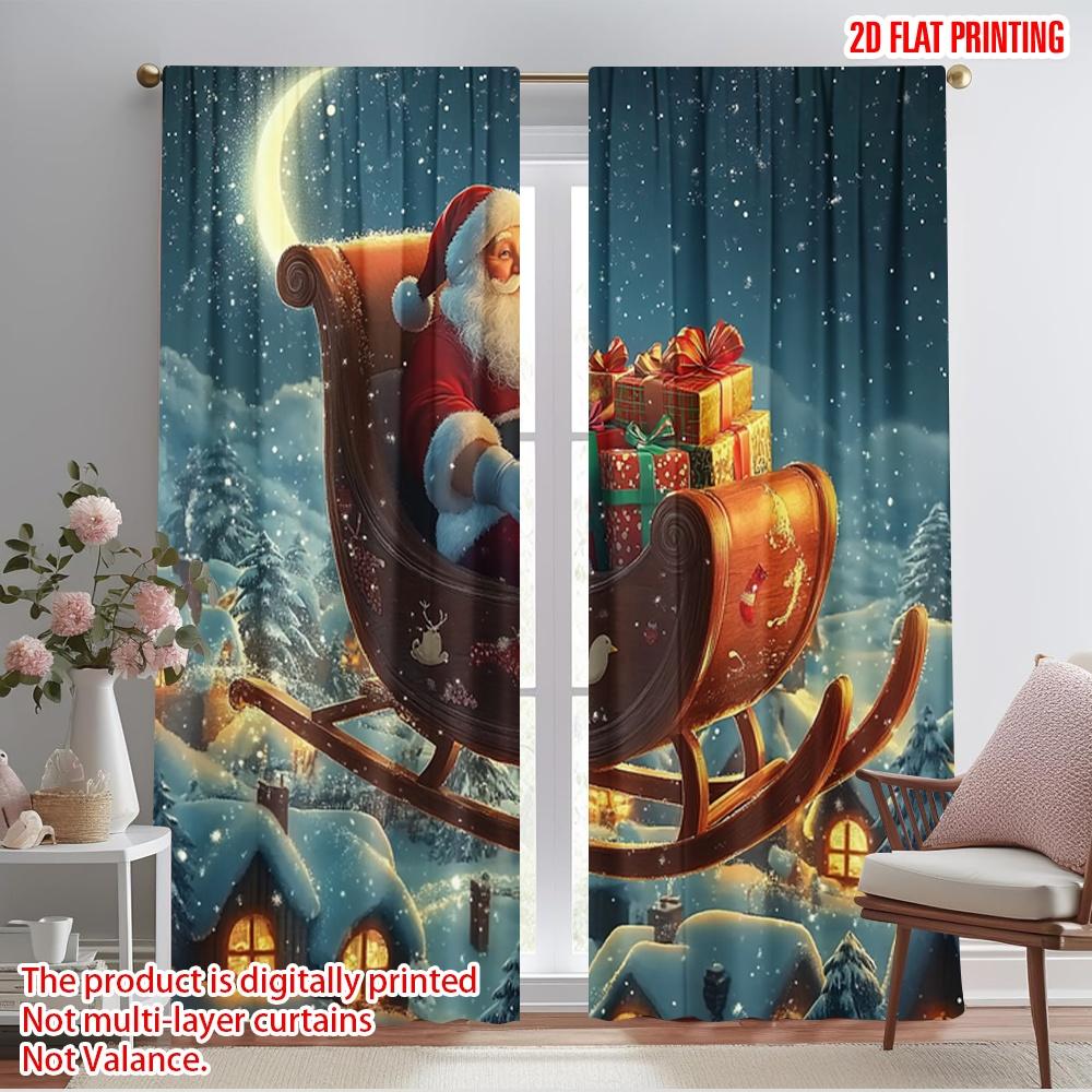 

2pcs,2D plane printing Pattern Curtains Christmas reindeer gift2 (2) Versatile Polyester Fabric (without rod) Versatile All Use 52.50×116.00 CM 2pcs