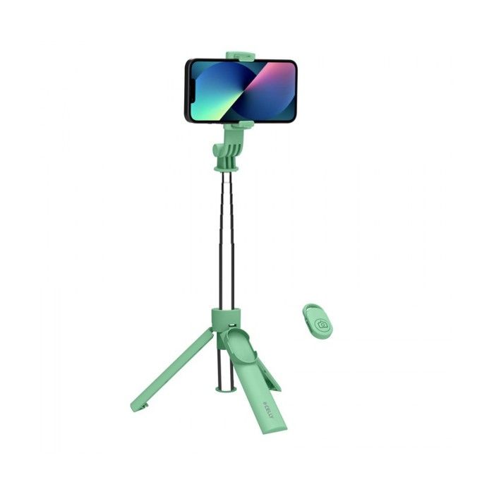 Perche à selfie - CELLY - CLICKSFSTICKGN - Vert - Télécommande incluse - 71 cm max