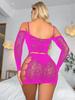 Alluring European & American Off-Shoulder Bodysuit: Backless, Cutout, Long-Sleeve Fishnet Design (TZ556).