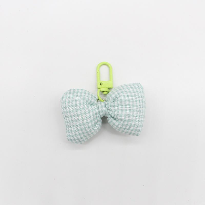 Korean Style Gold Glitter Heart Plaid Keychain with Bow Pendant