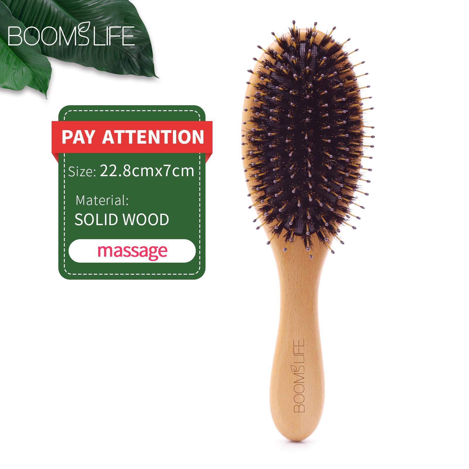 Boar Bristle Hair Brush Women Hair Anti-Static Scalp Massage Comb Wood Hair Brush for Curly Thick Long Hair Detangler 1pc boar bristle