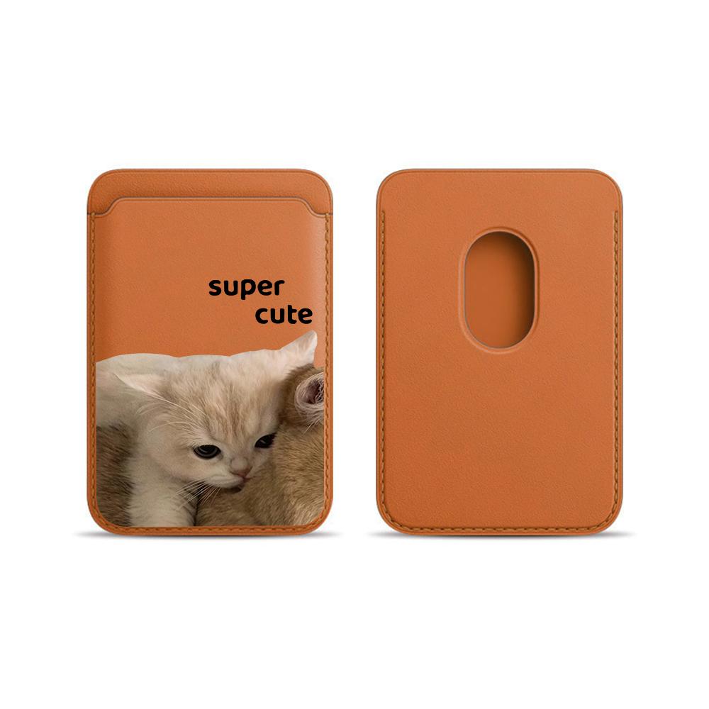

Cute kitten super Cute Phone Card Bag Holder For Magsafe Magnetic Slim Wallet Back Pocket For iPhone 17 16 Pro For Samsung Case