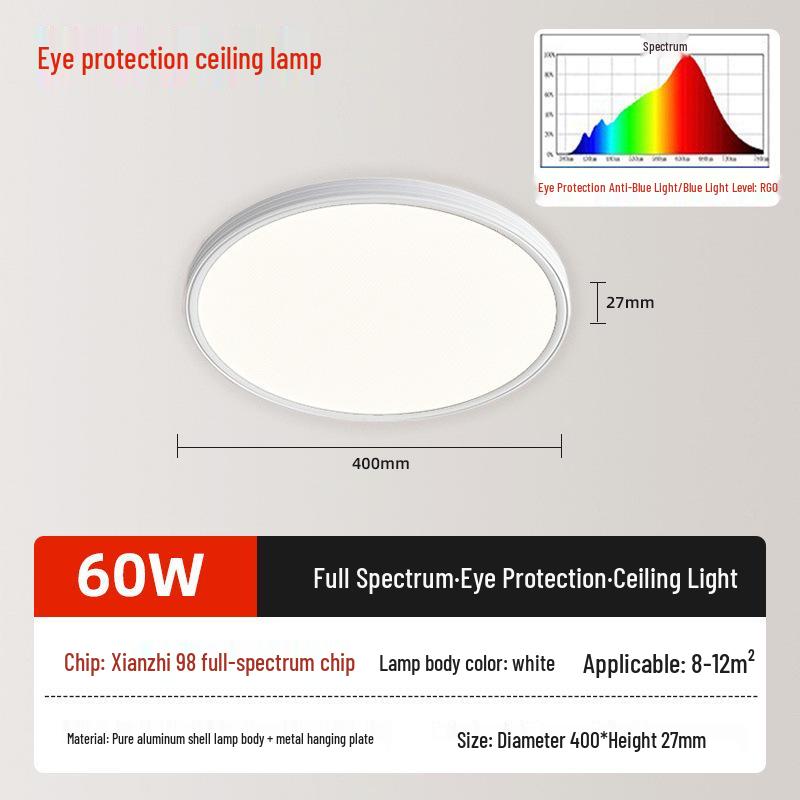 High-End Eye Protection Ceiling Light for Living Room, Bedroom & Balcony Round 40cm Full Spectrum Eye Protection