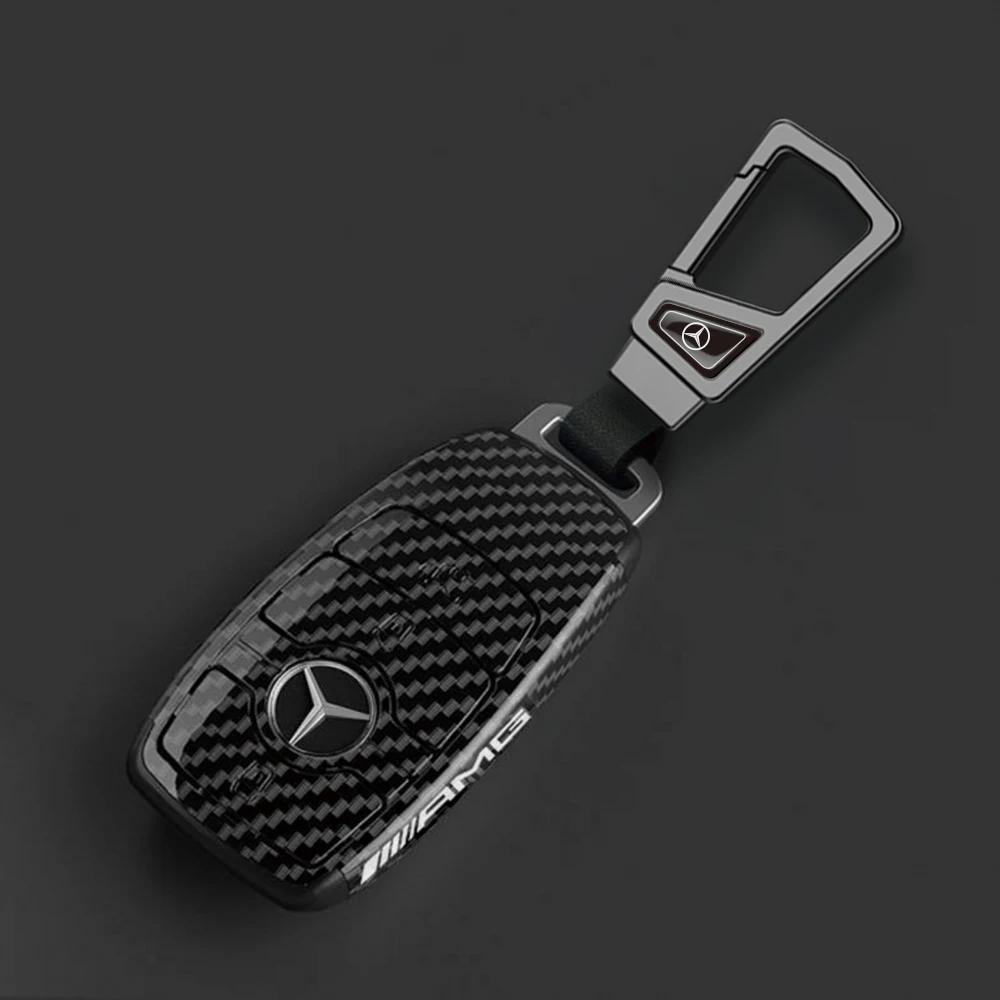 ABS Carbon Fiber Car Key Rings For Mercedes Benz AMG A B C E S Class GLC CLA W177 W204 W205 W212 W176 Car Key Case Cover