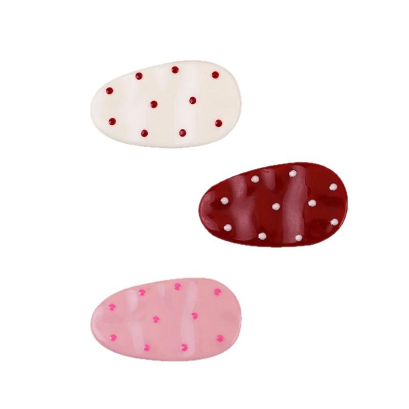 Korean Style Cute Polka Dot Oval Hair Clip for Women and Girls - Non-Damaging Sweet BB Hairpin.