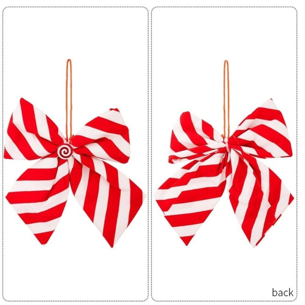 Candy Stripe Christmas Bow Tie Red White Tree Decorations New Wreath Bow  Door Decor