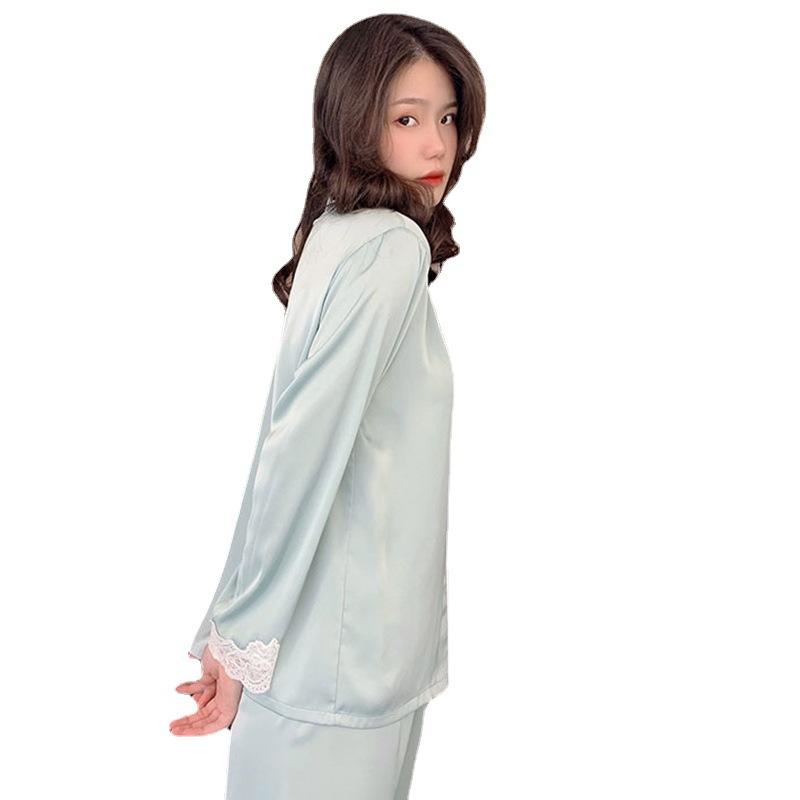 The Same Style In Spring And Summer Is Recommended For High-End Pajamas, Women'S Long-Sleeved Cardigan, Lace Loungewear Set.