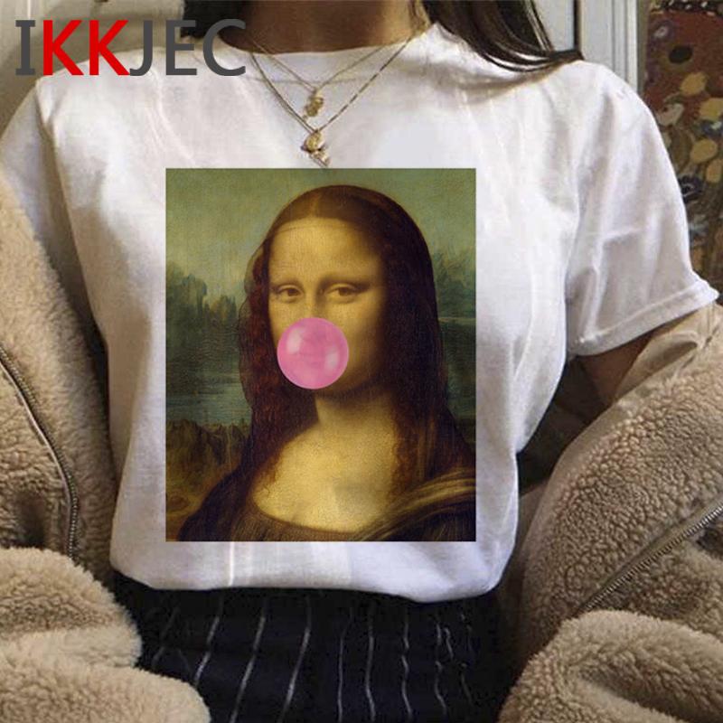 Vintage Aesthetic Mona Lisa Tshirt For Unisex Funny Cartoon Design Harajuku Graphic Fashion Ladies Streetwear Top