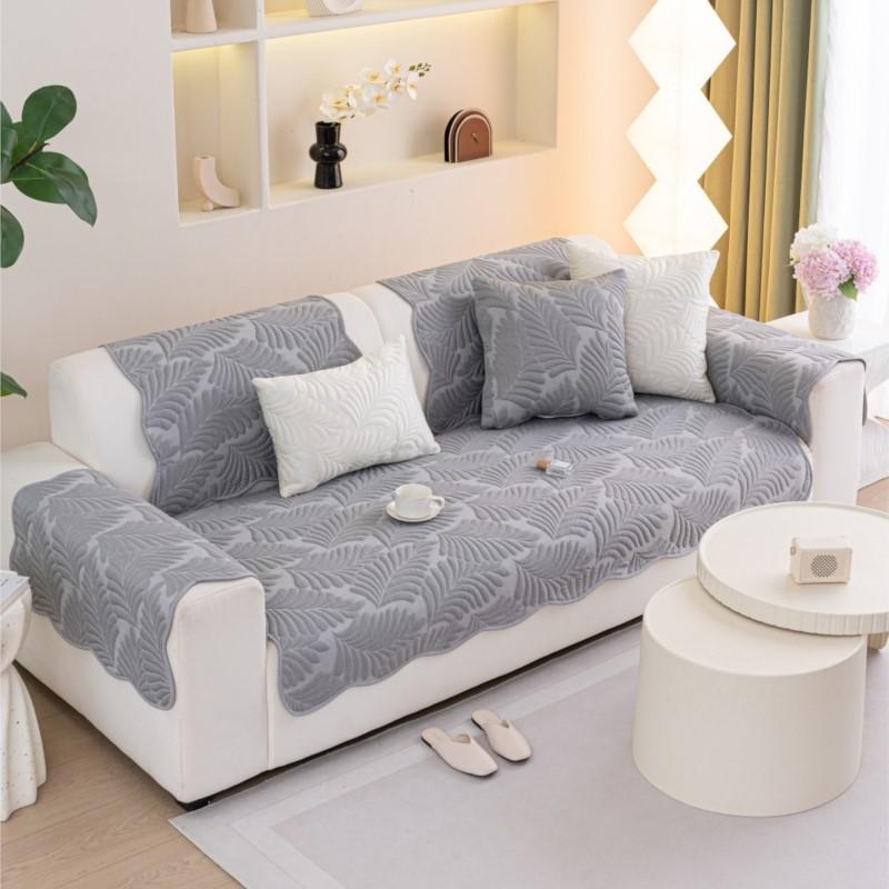 French Style Sofa Cushion Cover Non-Slip Summer Solid Color Cool Feeling Sofa Protector Soft Anti-Skid Living Room Sofa Mat