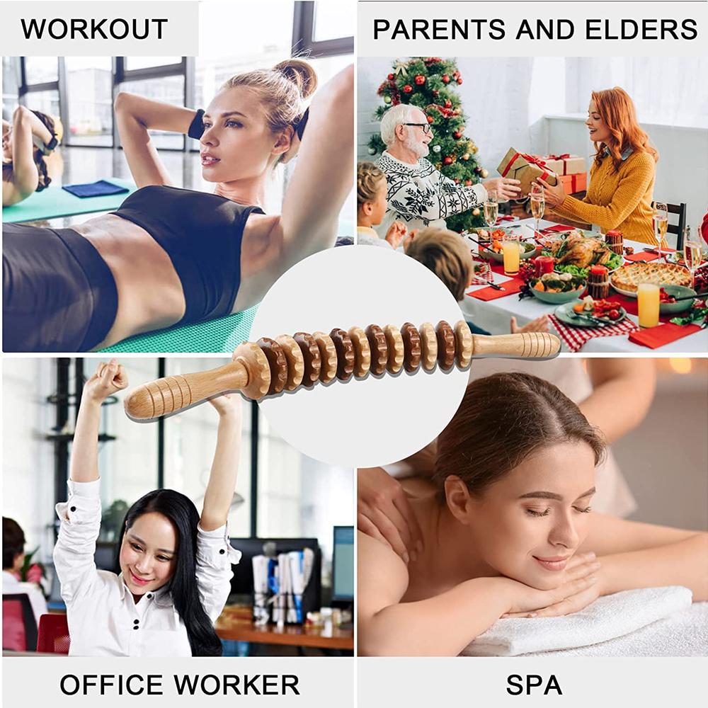 Durable And Safe 1Pc Wood Therapy Massage Toolsmassage Roller Stick Curved Lymphatic Drainage Massager Handheld For Anti Cellulitemuscle Stress