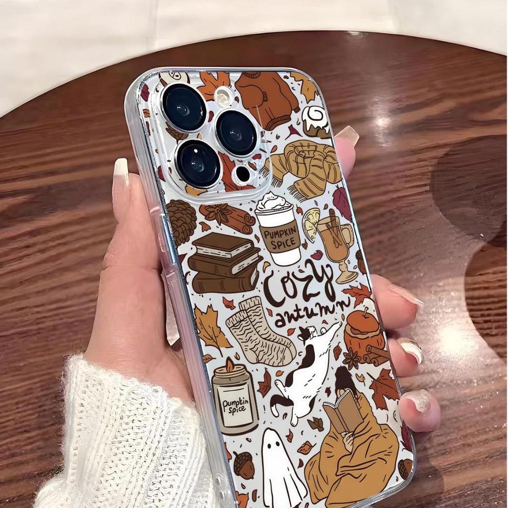 Shockproof Transparent Autumn Colors Case for iPhone 15/16/17 Pro Max/14/12