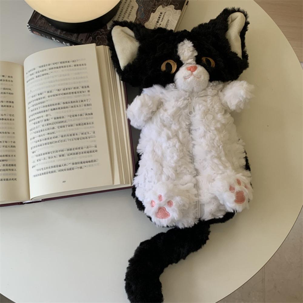 Long Tail Cat Doll Stationery Bag Plush Cat Pen Pouch Pencil Case Cat Doll Pencil Bag Children